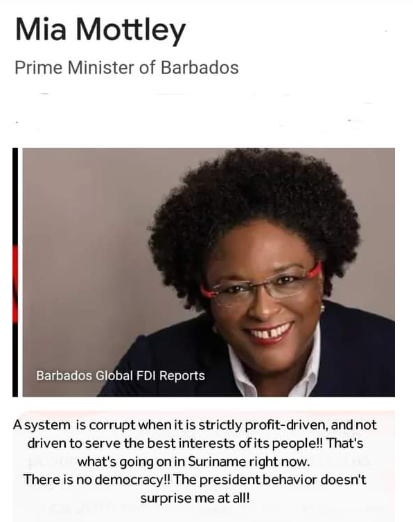 Bericht premier Barbados over Suriname fake