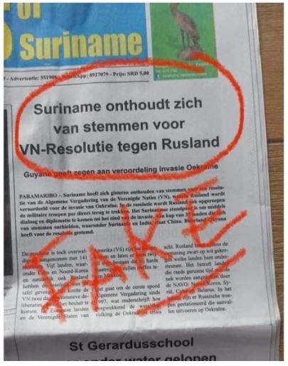 FAKENEWS Suriname juist voor de VN resolutie