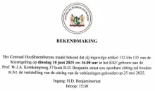 CHS houdt dinsdag openbare zitting om verkiezingsuitslag vast te stellen