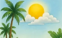 Zonnige dag met maximum temperatuur 34 graden