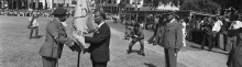 Bert Verhoeff/Anefo, Overdrachtsfeesten Suriname. President Ferrier overhandigt het vaandel aan commandant Yngwe Elstak van het Surinaamse leger. Elstak werd afgezet tijdens de coup van 1980 en vervangen door Desi Bouterse. Fotonummer 928-3002.