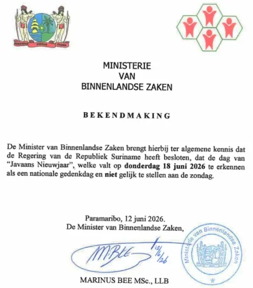 Nieuwjaar op 18 juni erkend als nationale gedenkdag; geen vrije dag