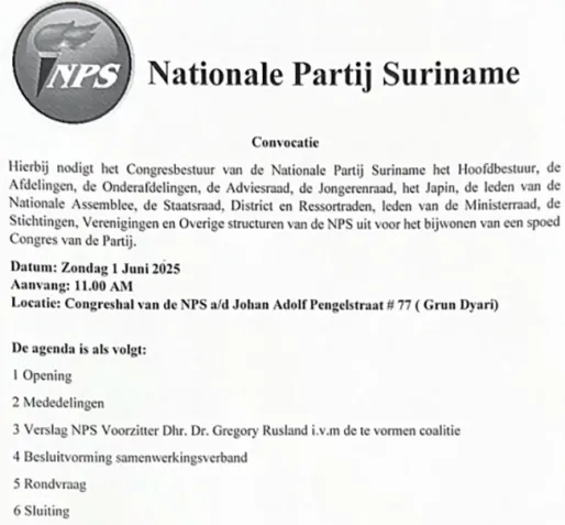 NPS houdt spoedcongres over samenwerking in nieuwe coalitie