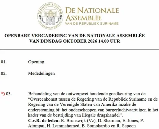 DNA behandelt overeenkomst met VS over onderscheppen verdachte drugsvliegtuigen