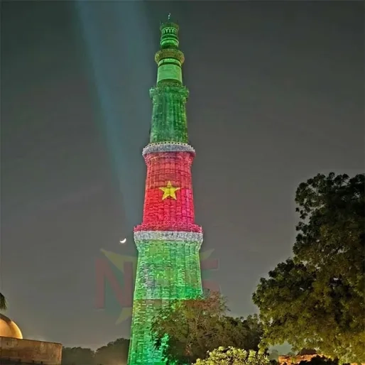 Uniek eerbetoon in New Delhi: Surinaamse vlag schittert op de Qutub Minar