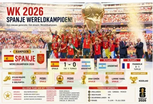 Derde helft WK 2026: Spanje neemt de wereldkroon over, Messi verlaat WK-podium als verslagen grootheid