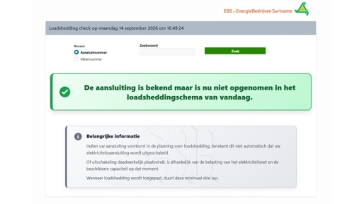 EBS-klanten kunnen loadshedding dagelijks online per aansluiting controleren