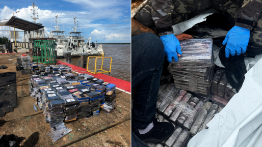 JIT onderschept boot met circa 1600 kilo drugs op Surinamerivier; negen verdachten aangehouden