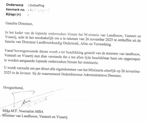 Dossier houtexport 8: Directeur LVV Ramkisoensing ontheven; RvM keurt besluit goed